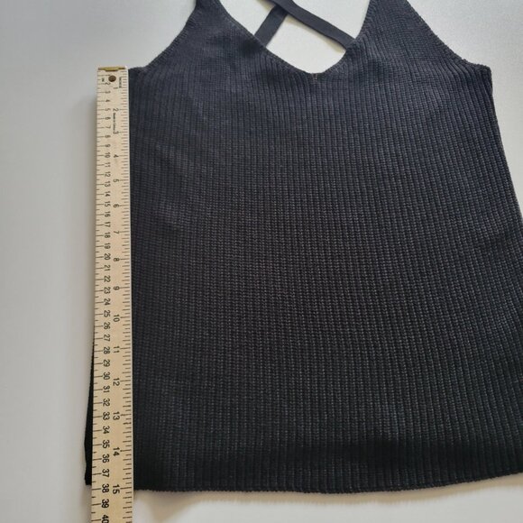 Pink Republic Lightweight Knitted Black Sweater Tank Cross Back Size Large - Picture 6 of 9